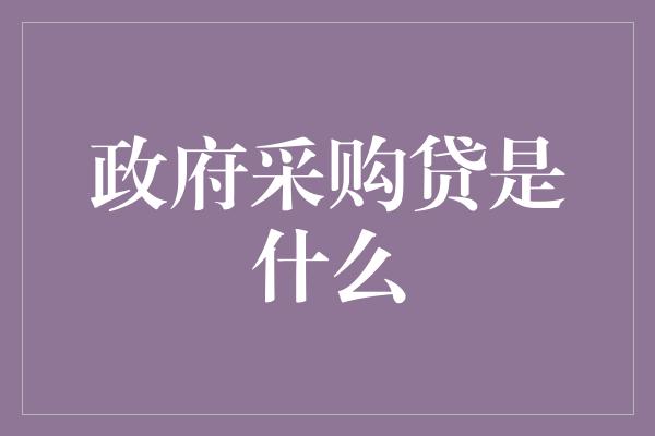 政府采购贷是什么