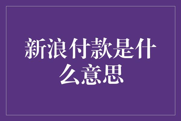 新浪付款是什么意思