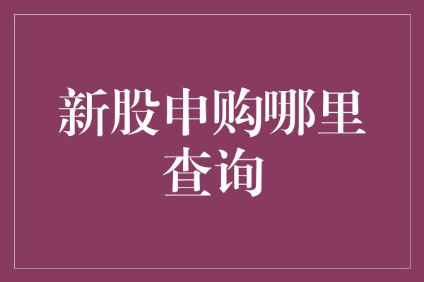 新股申购哪里查询