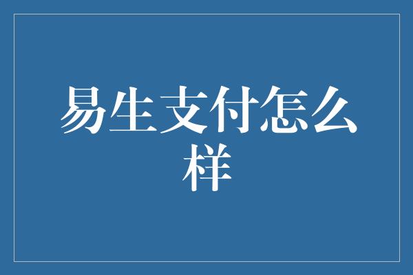 易生支付怎么样