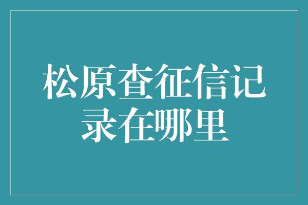 松原查征信记录在哪里