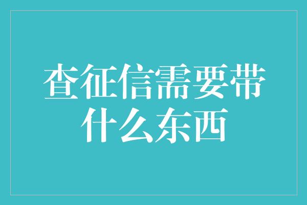 查征信需要带什么东西