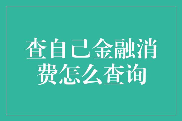 查自己金融消费怎么查询