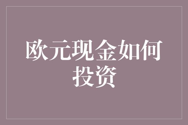 欧元现金如何投资