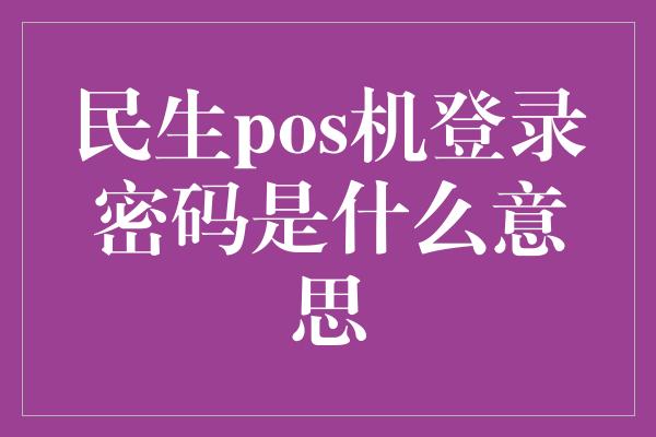 民生pos机登录密码是什么意思