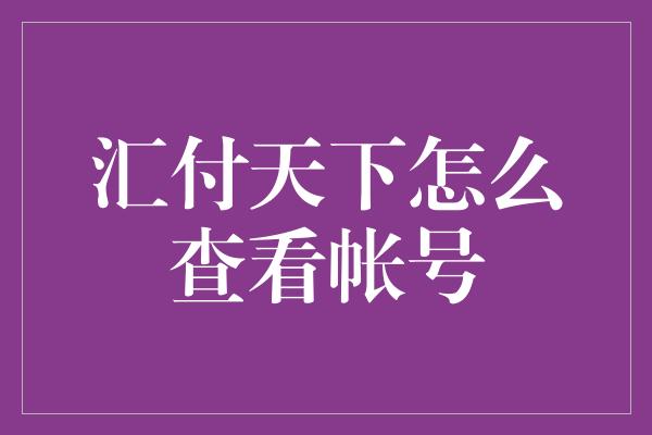 汇付天下怎么查看帐号