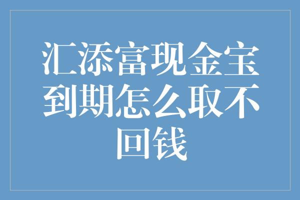 汇添富现金宝到期怎么取不回钱