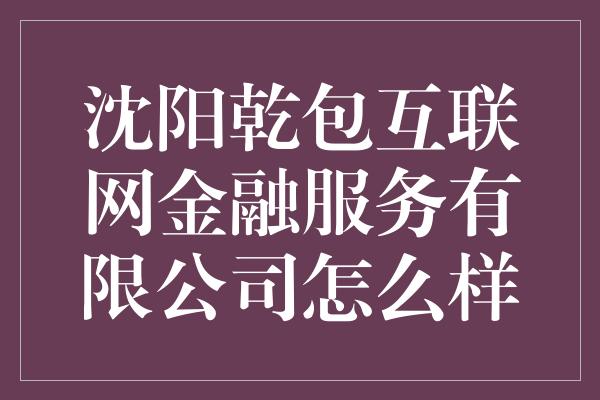 沈阳乾包互联网金融服务有限公司怎么样