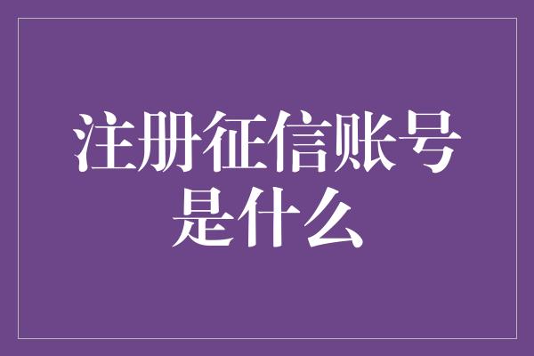 注册征信账号是什么