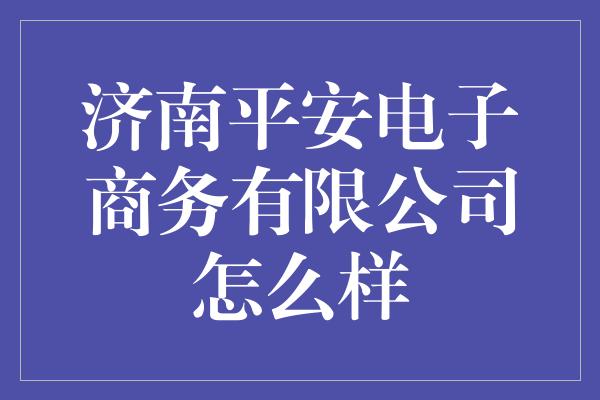 济南平安电子商务有限公司怎么样