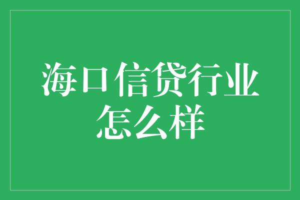 海口信贷行业怎么样