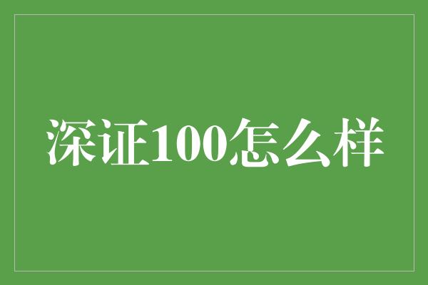 深证100怎么样