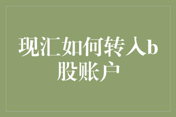 现汇如何转入b股账户