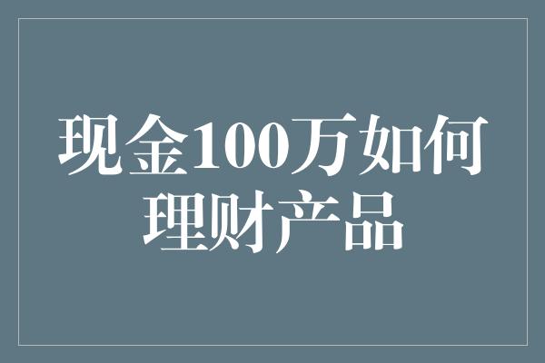 现金100万如何理财产品