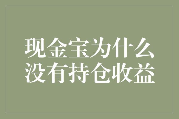 现金宝为什么没有持仓收益