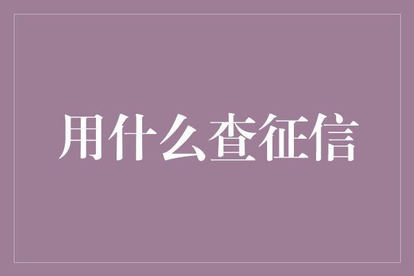 用什么查征信