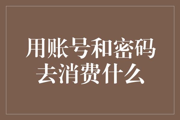 用账号和密码去消费什么