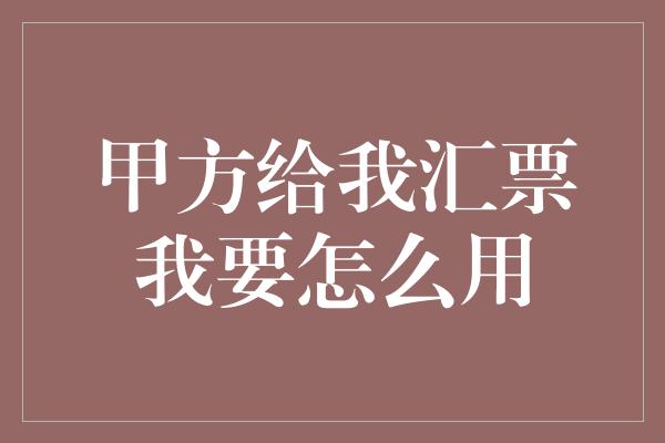 甲方给我汇票我要怎么用