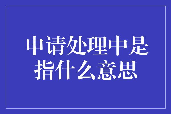 申请处理中是指什么意思