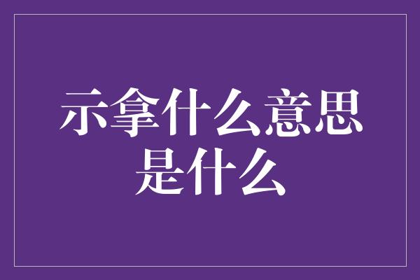 示拿什么意思是什么