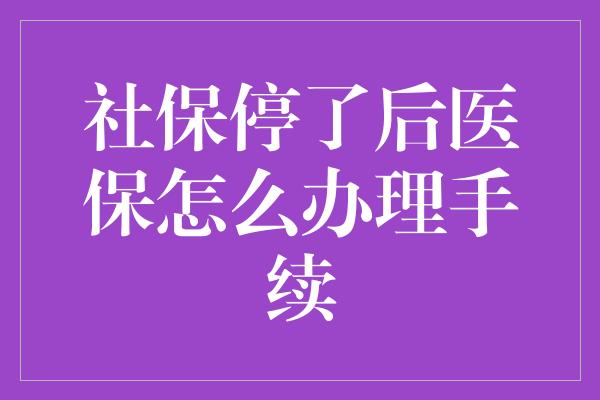 社保停了后医保怎么办理手续