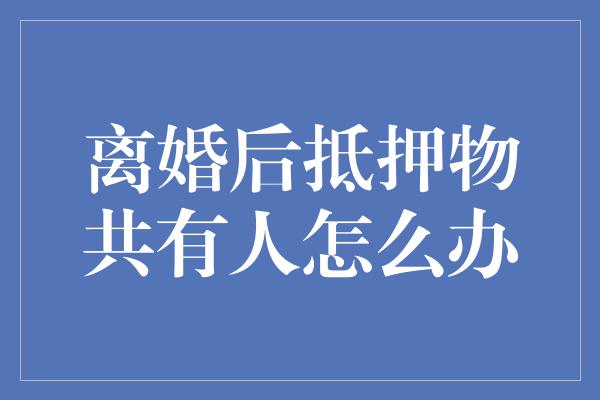 离婚后抵押物共有人怎么办