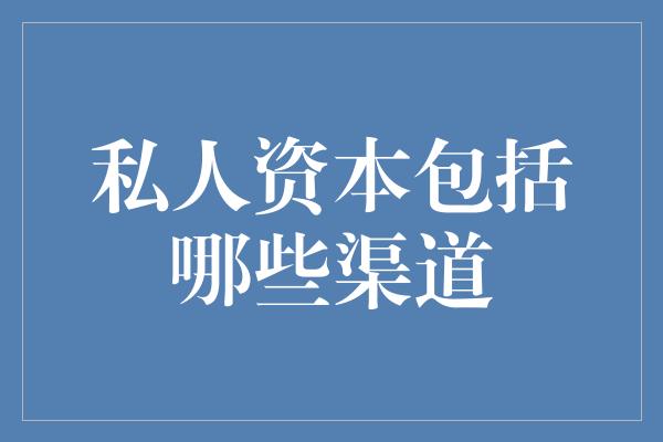 私人资本包括哪些渠道