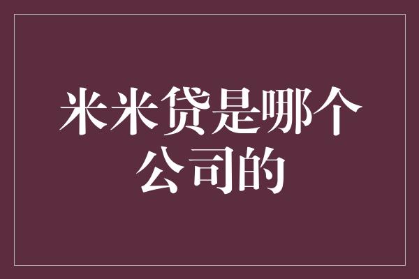 米米贷是哪个公司的