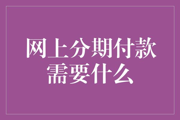 网上分期付款需要什么