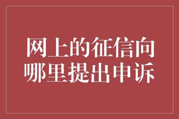 网上的征信向哪里提出申诉