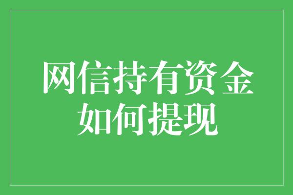 网信持有资金如何提现