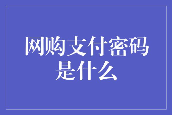 网购支付密码是什么