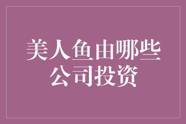 美人鱼由哪些公司投资