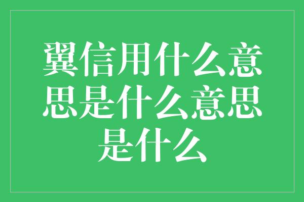 翼信用什么意思是什么意思是什么