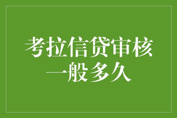 考拉信贷审核一般多久