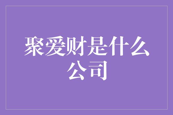 聚爱财是什么公司