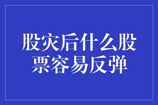 股灾后什么股票容易反弹