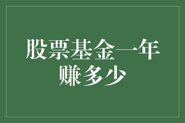 股票基金一年赚多少