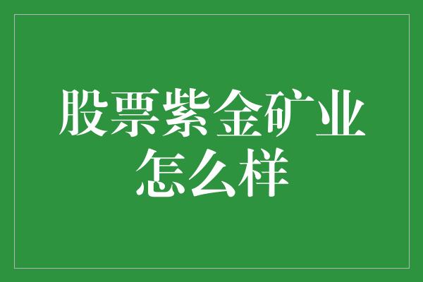 股票紫金矿业怎么样