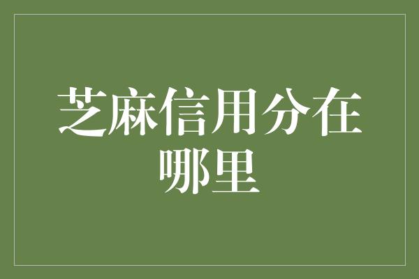 芝麻信用分在哪里