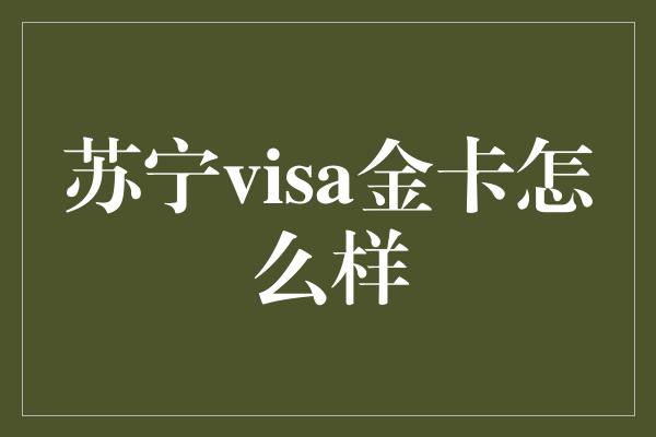 苏宁visa金卡怎么样