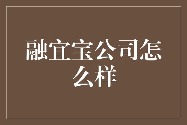 融宜宝公司怎么样