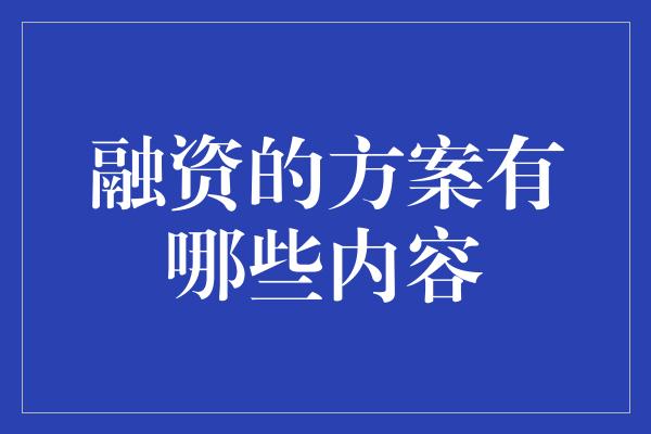 融资的方案有哪些内容