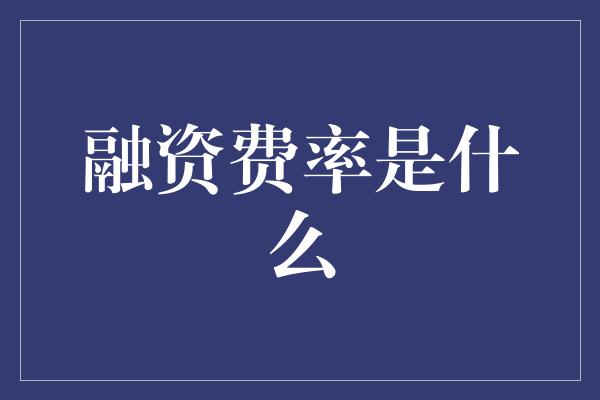 融资费率是什么