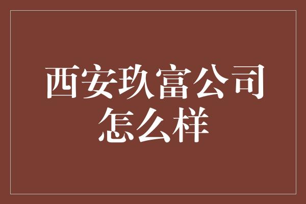 西安玖富公司怎么样