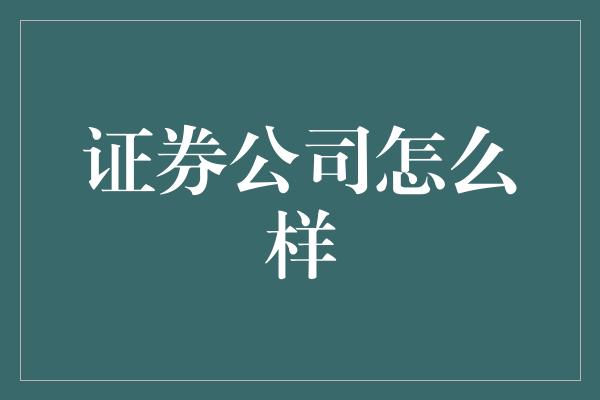 证券公司怎么样