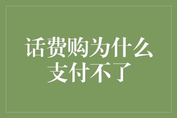 话费购为什么支付不了