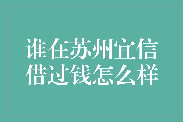 谁在苏州宜信借过钱怎么样