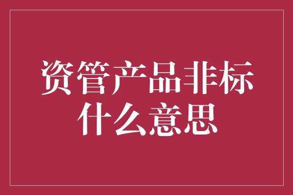 资管产品非标什么意思