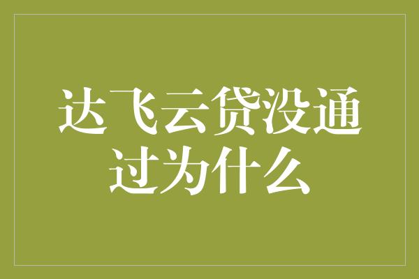 达飞云贷没通过为什么